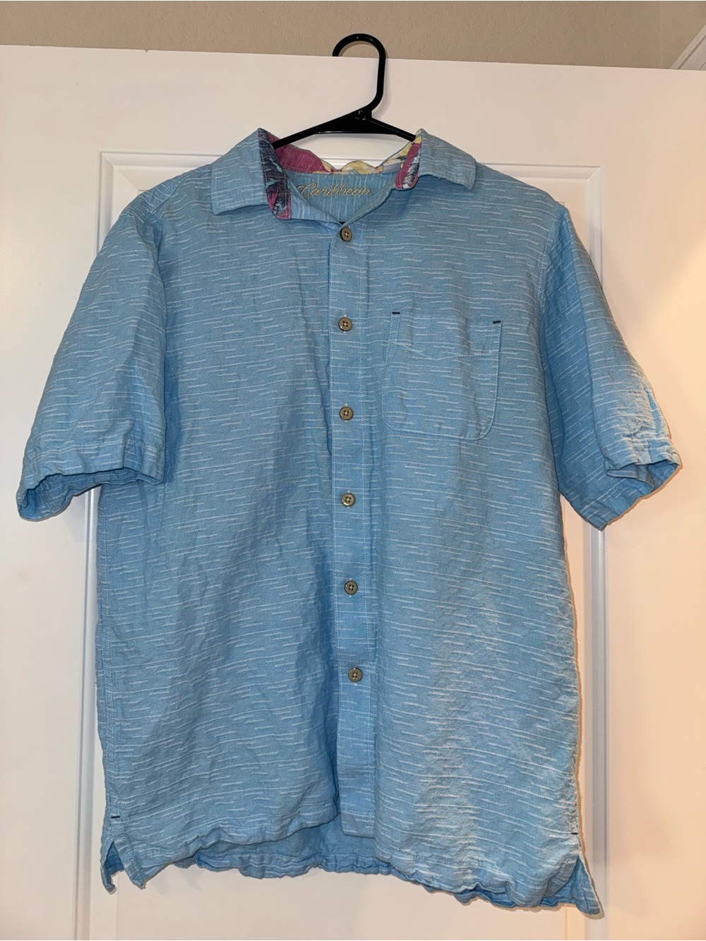 Caribbean Light Blue Short-Sleeve Button-Down Shirt